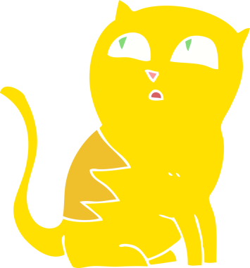 Bir insan tarafından çizilmiş kedinin düz renk çizimi