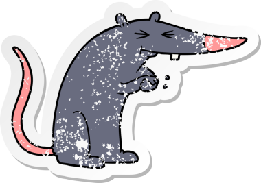 Bir insan tarafından çizilmiş sinsi bir farenin sıkıntılı çıkartması.