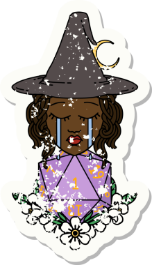 Retro Dövme Tarzı Ağlayan İnsan Cadı Doğal bir D20 zar atışıyla Bir insan tarafından çizilmiş