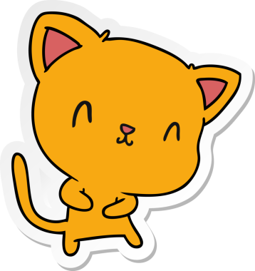 Bir insan tarafından çizilmiş sevimli kawaii kedisinin çizilmiş bir karikatür çizimi