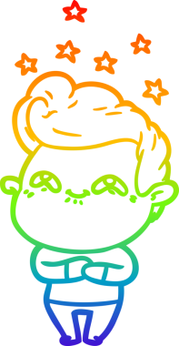 Gökkuşağı gradyanı çizimi bir insan tarafından çizilmiş heyecanlı bir çizgi film