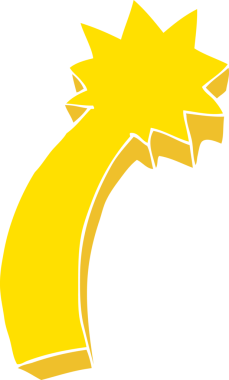 Bir insan tarafından çizilen kayan yıldız sembolünün düz renk çizimi