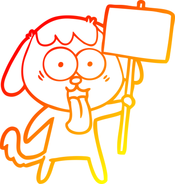 Bir insan tarafından çizilmiş sevimli bir köpeğin sıcak çizgi çizgisi.