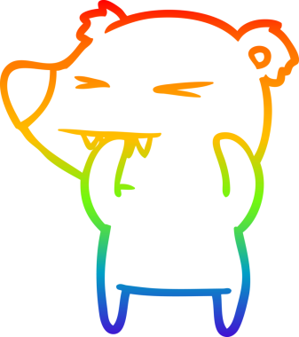 Bir insan tarafından çizilmiş kızgın ayı karikatürünün gökkuşağı gradyanı