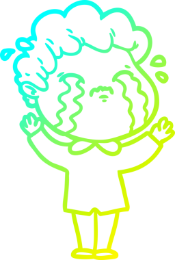 Bir insan tarafından çizilmiş ağlayan bir çizgi film karakteri çizimi.