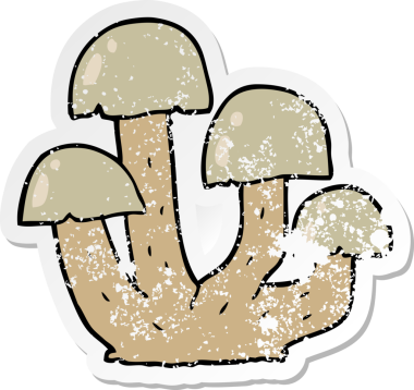 Bir insan tarafından çizilmiş karikatür mantarının sıkıntılı çıkartması