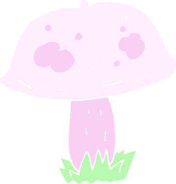 Bir insan tarafından çizilmiş mantarın düz renk çizimi