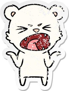 Bir insan tarafından çizilmiş kızgın bir kutup ayısının sıkıntılı çıkartması.