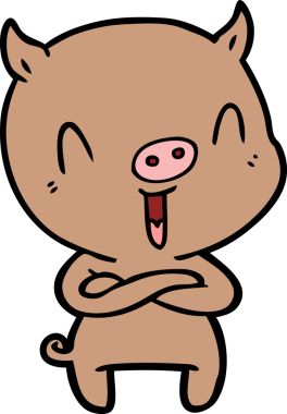 Bir insan tarafından çizilmiş mutlu çizgi film domuzu.