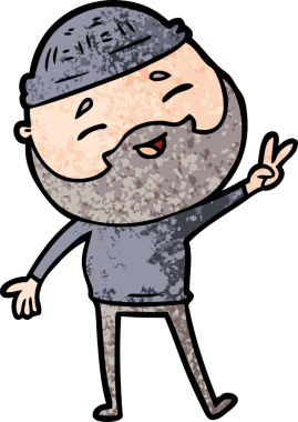 Bir insan tarafından çizilmiş mutlu sakallı bir adam.