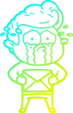 Bir insan tarafından çizilen mektup, ağlayan bir adamın soğuk gradyan çizgisi.