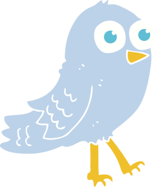 Bir insan tarafından çizilen kuşun düz renk çizimi