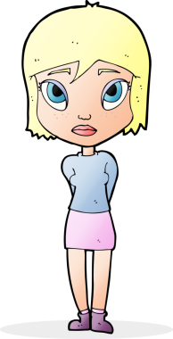 bir insan tarafından çizilmiş utangaç bir kız.