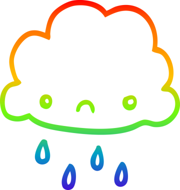 Gökkuşağı gradyan çizgi çizimi bir insan tarafından çizilmiş fırtına bulutu