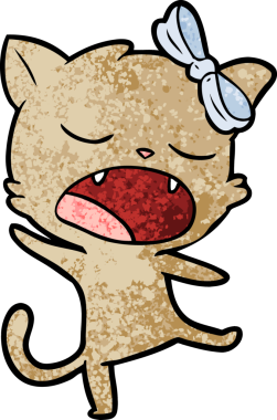 Bir insan tarafından çizilmiş şarkı söyleyen bir kedi.