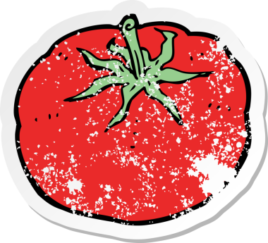 Bir insan tarafından çizilmiş bir domatesin gerilimli çıkartması.