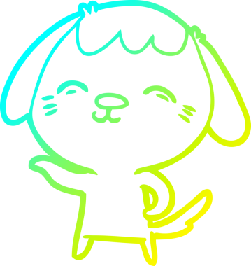 Bir insan tarafından çizilmiş mutlu çizgi film köpeğinin soğuk gradyan çizimi