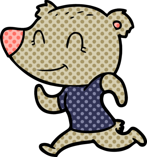 Bir insan tarafından çizilmiş sağlıklı koşu ayısı karikatürü