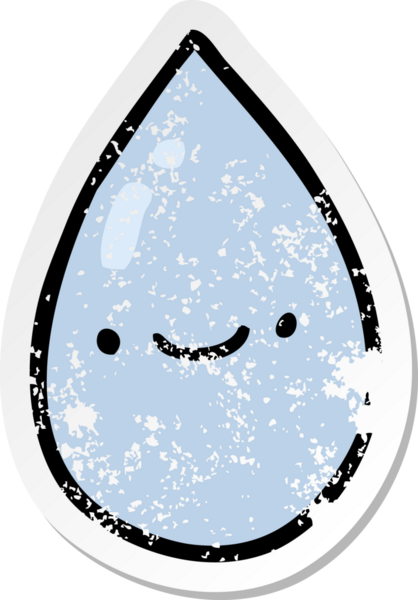 Bir insan tarafından çizilmiş karikatür yağmur damlasının sıkıntılı etiketi