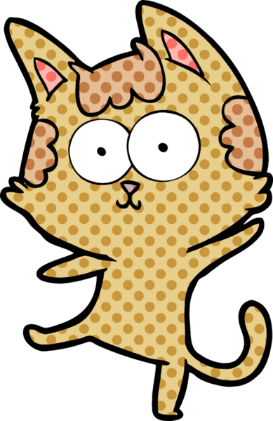 Bir insan tarafından çizilmiş mutlu kedi dansı çizgi filmi.