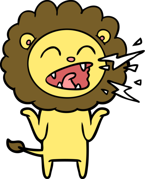 Bir insan tarafından çizilmiş kükreyen aslan çizgi filmi.