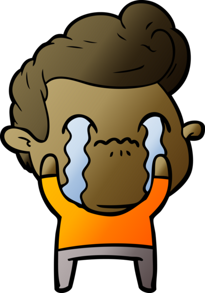 Bir insan tarafından çizilmiş ağlayan çizgi film adamı.