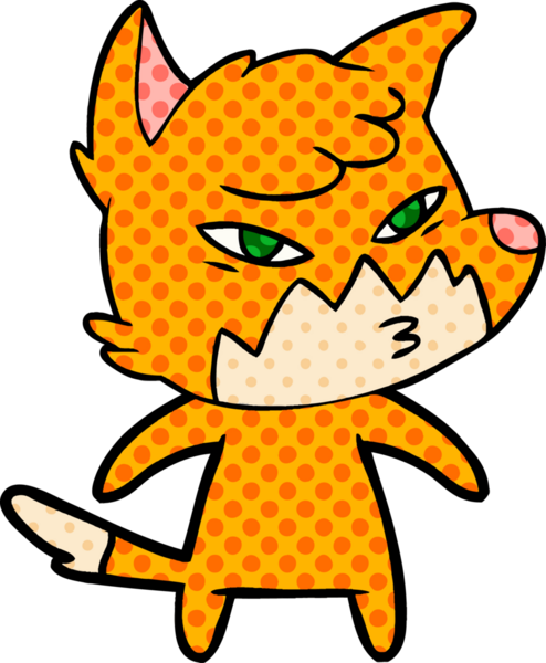 Bir insan tarafından çizilmiş akıllı çizgi film tilkisi.