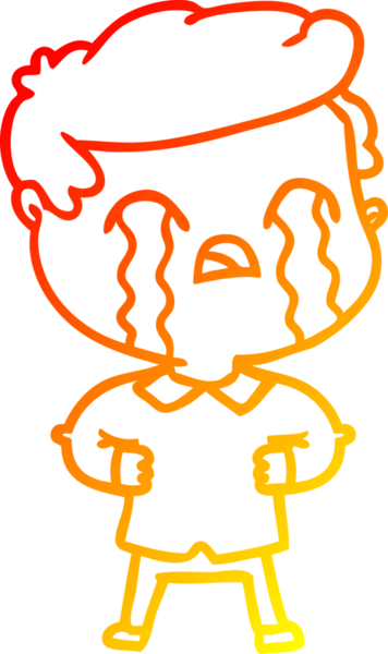 Bir insan tarafından çizilmiş ağlayan bir çizgi film karakteri çizimi.