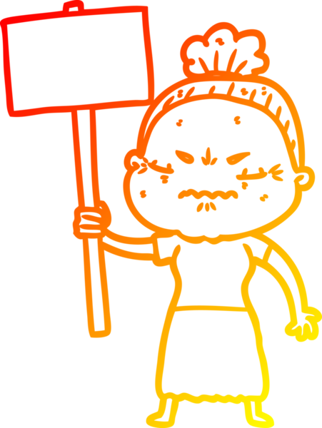 Bir insan tarafından çizilmiş, karikatür çizen yaşlı bir kadın.