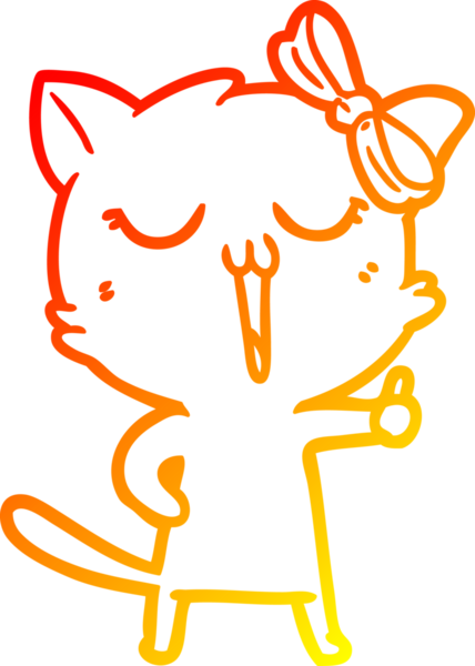 Bir insan tarafından çizilmiş çizgi film kedisinin sıcak çizgi çizimi