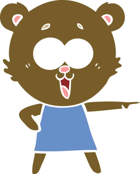 Bir insan tarafından çizilmiş gülen ayıcık düz renkli çizgi film.