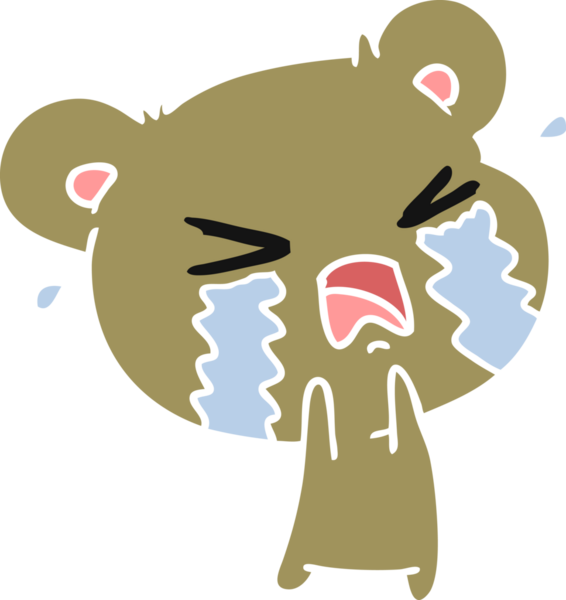 Bir insan tarafından çizilmiş ağlayan şirin bir ayının serbest çizimi.