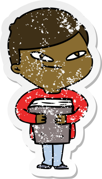 Bir insan tarafından çizilmiş bir çizgi film çocuğunun sıkıntılı çıkartması.