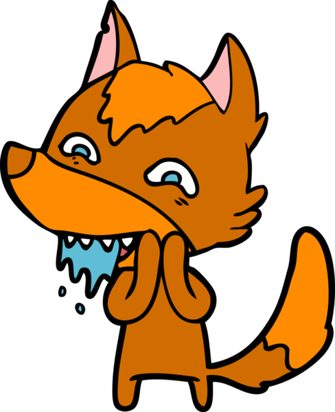 Bir insan tarafından çizilmiş tilki çizgi film karakteri