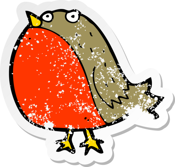 Bir insan tarafından çizilmiş robin çizgi filminin gerilimli yapıştırması.