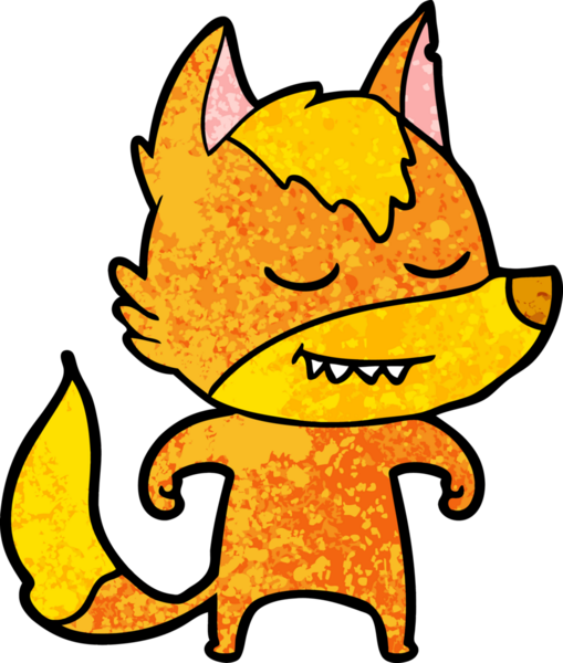 Bir insan tarafından çizilmiş tilki çizgi film karakteri