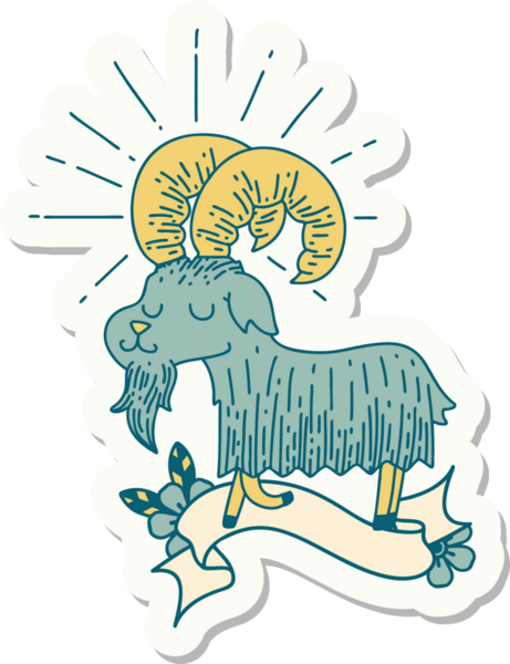 Bir insan tarafından çizilmiş mutlu keçi dövmesi stili.