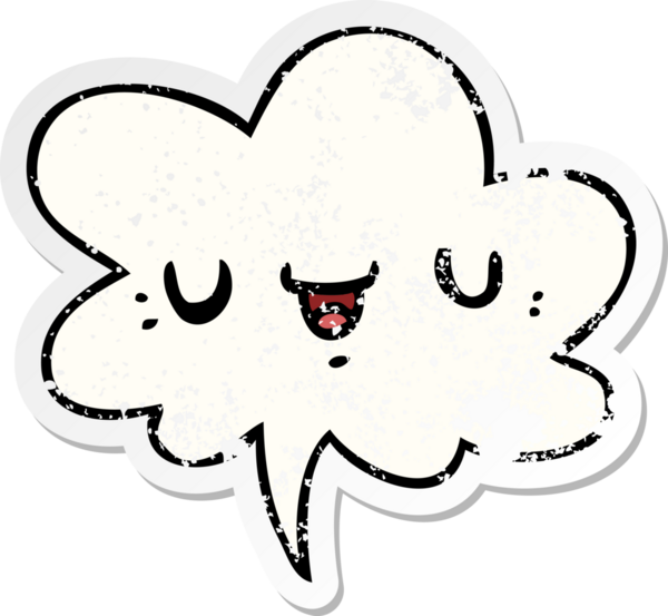 Mutlu karikatür yüzü, bir insan tarafından çizilmiş sıkıntılı eski bir çıkartma.