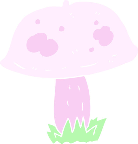 Bir insan tarafından çizilmiş mantarın düz renk çizimi