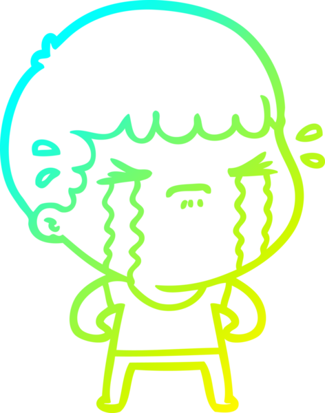 Bir insan tarafından çizilmiş ağlayan bir çizgi film karakteri çizimi.