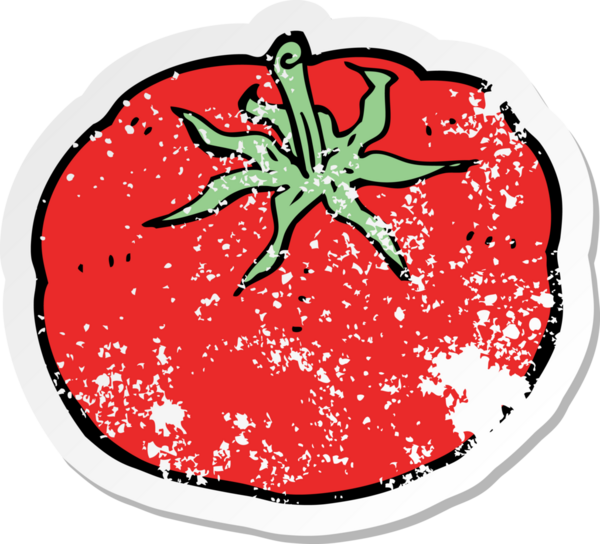 Bir insan tarafından çizilmiş bir domatesin gerilimli çıkartması.