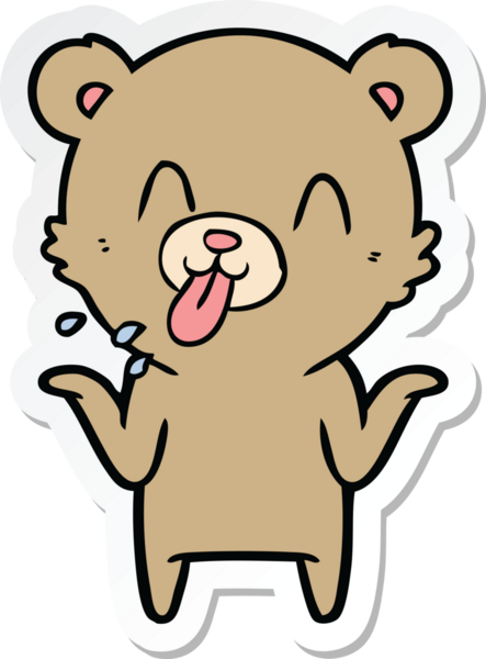 Bir insan tarafından çizilmiş kaba bir çizgi film ayısının çıkartması.