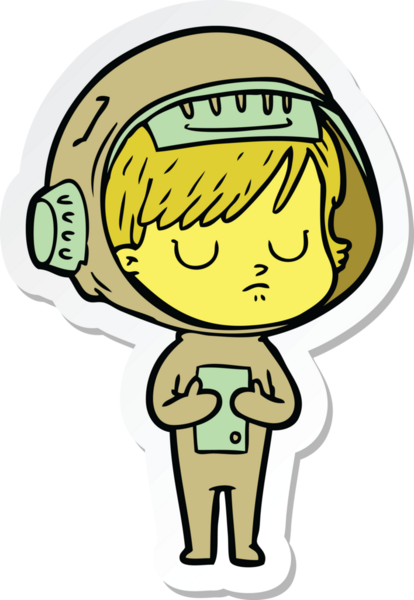 Bir insan tarafından çizilmiş astronot bir kadının çıkartması.