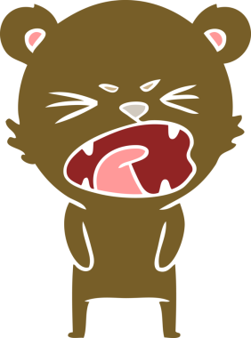 kızgın düz renkli çizgi film ayısı bir insan tarafından çizilmiş.