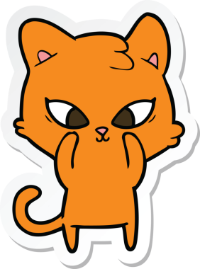 Bir insan tarafından çizilmiş şirin bir çizgi film kedisinin çıkartması.