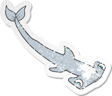 Bir insan tarafından çizilmiş çekiç başlı köpekbalığının gerilmiş yapıştırması.