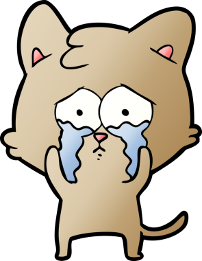 Bir insan tarafından çizilmiş ağlayan kedi çizgi filmi.