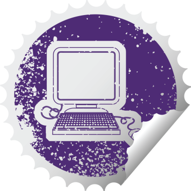 Bir insan tarafından çizilmiş fareli bilgisayarın sıkıntılı etiket resmiName