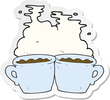 Bir insan tarafından çizilmiş eski bir kahve fincanının çıkartması.