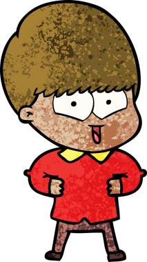 Bir insan tarafından çizilmiş mutlu çocuk çizgi filmi.